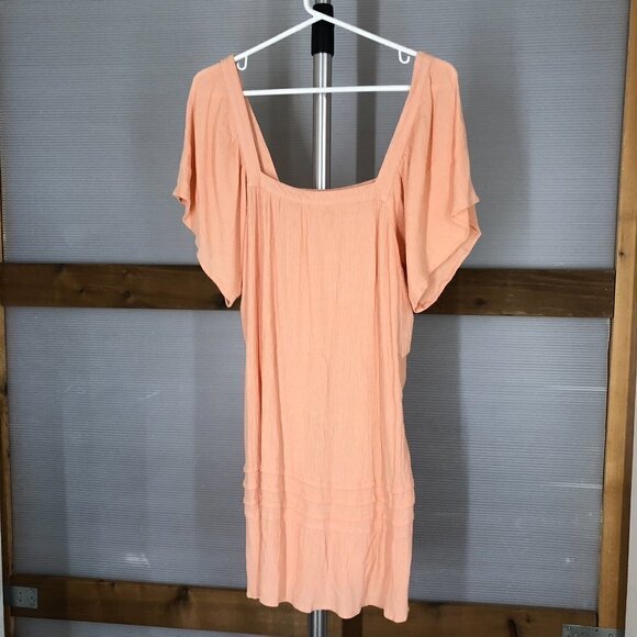 Koy RESORT Miami Square Neck Short Sleeve Crinkle Dress in Blush Sz S - Picture 2 of 7